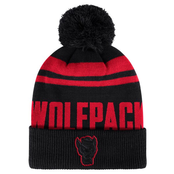 Black/Red Striped Cuffed Knit Beani